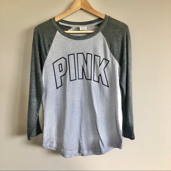 Victoria’s Secret PINK Gray Ralgan Long Sleeve Tee